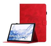 Coque pour Samsung Galaxy Tab S8 2022/ S7 2020 11 Pouces Housse de Protection Multi-Angles Étui en Cuir PU avec Fente pour Carte, Auto Réveil/Sommeil, Rouge