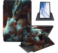 Coque pour Samsung Galaxy Tab S8 2022/S7 2020 11", rotation à 360°, support en cuir PU avec fonction veille/réveil automatique, dos en TPU résistant aux chocs, paire de renards blancs