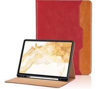 Coque pour Samsung Galaxy Tab S8 Plus 2022 / Tab S7 FE 2021 / Tab S7 Plus 2020 12.4”PU Cuir Cover Tablette Housse de Protection Auto Réveil/Sommeil, Multi-Angle Étui avec Poche - Rouge