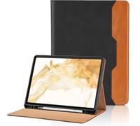 Coque pour Samsung Galaxy Tab S8 Plus 2022 / Tab S7 FE 2021 / Tab S7 Plus 2020 12.4”PU Cuir Cover Tablette Housse de Protection Auto Réveil/Sommeil, Multi-Angle Étui avec Poche - Noir