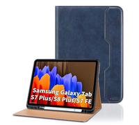 Coque pour Samsung Galaxy Tab S8 Plus 2022 / Tab S7 FE 2021 / Tab S7 Plus 2020 12.4”PU Cuir Cover Tablette Housse de Protection Auto Réveil/Sommeil, Multi-Angle Étui avec Poche - Bleu Pur