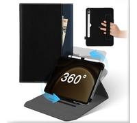 Coque Pour Samsung Galaxy Tab S9 FE Plus/S9 Plus/S8 Plus/S7 Plus/S7 FE/S10+ plus Tablette, Housse Cuir Support Rotative 360°et Amovible avec Porte-Crayon&Poche,Etui Veille/Réveil Automatique Noir Bleu