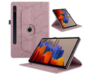 Coque pour Samsung Galaxy Tab S9/S8/S7 11 Pouces 2023/2022/2020, Etui Premium Cuir PU Rotatif à 360 Antichoc Degrés Flip Case Cover Fonction Support Housse pour Galaxy Tab S9/S8/S7 - Rose Gold