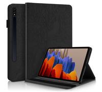 Coque pour Samsung Galaxy Tab S9+/S9 FE+/S8+/S7+ 12.4"", Housse en Cuir PU Portefeuille Fente Carte Etui Tablette -Arbre de vie noir