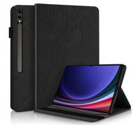 Coque pour Samsung Galaxy Tab S9 Ultra/S8 Ultra 14.6"", Housse en Cuir PU Portefeuille Fente Carte Etui Tablette -Arbre de vie noir