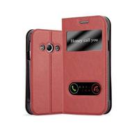 cadorabo Coque pour Samsung Galaxy XCOVER 3 en Rouge Safran - Housse Protection avec Stand Horizontal et Deux Fenêtres - Portefeuille Etui Poche Folio Case Cover