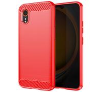 Coque pour Samsung Galaxy Xcover 7 Souple Effet Carbone et Brossé Rouge