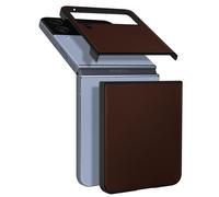 Coque pour Samsung Galaxy Z Flip 4 Cuir Elégant Contour Rigide Fine Marron