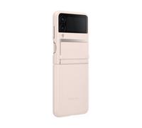 Coque pour Samsung Galaxy Z Flip 4 en Cuir Compatible avec Charge Sans Fil, Rose