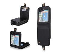 Coque Pour Samsung Galaxy Z Flip 5, Retro Design PU Etui Housse Fonction Stand Video Porte Carte Credit Ticket Flip Case Noi HOUSSE