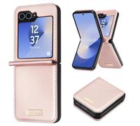 Coque pour Samsung Galaxy Z Flip 6 - AVIZAR - Dos Cuir Vegan Intérieur Rigide - Rose - Moderne