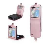 Coque Pour Samsung Galaxy Z Flip 6, Retro Design PU Etui Housse Fonction Stand Video Porte Carte Credit Ticket Flip Case or HOUSSE