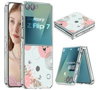 Coque pour Samsung Galaxy Z Flip 7 Transparente Silicone avec Motif Housse Ultra Mince Original Slim Coque pour Samsung Z Flip 7 Étui Militaire Antichoc TPU Crystal Clear Z Flip7 Protection Case (G)