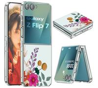 Coque pour Samsung Galaxy Z Flip 7 Transparente Silicone avec Motif Housse Ultra Mince Original Slim Coque pour Samsung Z Flip 7 Étui Militaire Antichoc TPU Crystal Clear Z Flip7 Protection Case (D)