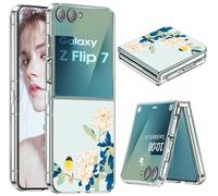 Coque pour Samsung Galaxy Z Flip 7 Transparente Silicone avec Motif Housse Ultra Mince Original Slim Coque pour Samsung Z Flip 7 Étui Militaire Antichoc TPU Crystal Clear Z Flip7 Protection Case (E)