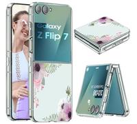 Coque pour Samsung Galaxy Z Flip 7 Transparente Silicone avec Motif Housse Ultra Mince Original Slim Coque pour Samsung Z Flip 7 Étui Militaire Antichoc TPU Crystal Clear Z Flip7 Protection Case (A)