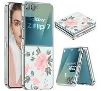 Coque pour Samsung Galaxy Z Flip 7 Transparente Silicone avec Motif Housse Ultra Mince Original Slim Coque pour Samsung Z Flip 7 Étui Militaire Antichoc TPU Crystal Clear Z Flip7 Protection Case (C)