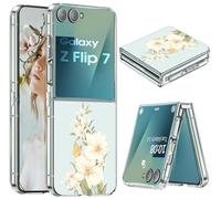 Coque pour Samsung Galaxy Z Flip 7 Transparente Silicone avec Motif Housse Ultra Mince Original Slim Coque pour Samsung Z Flip 7 Étui Militaire Antichoc TPU Crystal Clear Z Flip7 Protection Case (B)