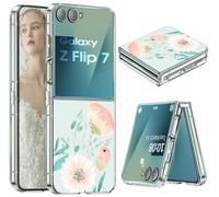 Coque pour Samsung Galaxy Z Flip 7 Transparente Silicone avec Motif Housse Ultra Mince Original Slim Coque pour Samsung Z Flip 7 Étui Militaire Antichoc TPU Crystal Clear Z Flip7 Protection Case (F)