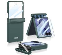Coque pour Samsung Galaxy Z Flip 8 avec S Pen, Housse Fine en PC Antichoc avec Protection à Charnière Magnétique + Protecteur D'écran en Verre Trempé pour Samsung Galaxy Z Flip 8(Vert)