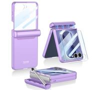 Coque pour Samsung Galaxy Z Flip 8 avec S Pen, Housse Fine en PC Antichoc avec Protection à Charnière Magnétique + Protecteur D'écran en Verre Trempé pour Samsung Galaxy Z Flip 8(Violet)