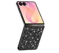 Coque pour Samsung Galaxy Z Flip 8 Pailletée avec Contour Chromé Noir