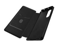 Coque pour Samsung Galaxy Z Fold 3 Clapet Porte-carte Dragonne Effet Carbone Noir