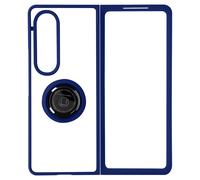 Coque pour Galaxy Z Fold 4 Bi-matière Bague Métallique Support Vidéo Bleu