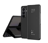 Coque pour Samsung Galaxy Z Fold 5 Étui Housse Translucide Plating Standing Clear View Cover avec Support Fonction Flip Miroir Case 360 degrés Protection Antichoc Housse,Noir
