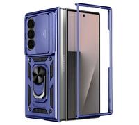 Coque pour Samsung Galaxy Z Fold 7 avec Support Bague et Cache Caméra Bleu nuit