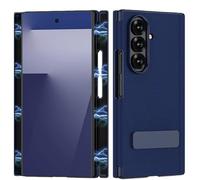 Coque pour Samsung Galaxy Z Trifold [2025], Étui en Cuir Vegan avec Double charnière magnétique, Support réglable 270°, Coque Fine Antichoc avec Protection complète(Blue)