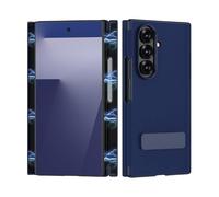 Coque pour Samsung Galaxy Z Trifold, Coque De Téléphone Absorbant Les Chocs avec Finition Texturée en Cuir, Protection De Charnière Intégrée Et Support Rotatif (Bleu)