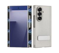 Coque pour Samsung Galaxy Z Trifold, Coque De Téléphone Absorbant Les Chocs avec Finition Texturée en Cuir, Protection De Charnière Intégrée Et Support Rotatif (Titane)