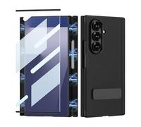 Coque pour Samsung Galaxy Z Trifold, Élégant Étui en Cuir Léger Absorbant Les Chocs avec Protecteur D'écran Intégré, Protection De Charnière Et Support Rotatif (Noir)