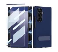 Coque pour Samsung Galaxy Z Trifold, Élégant Étui en Cuir Léger Absorbant Les Chocs avec Protecteur D'écran Intégré, Protection De Charnière Et Support Rotatif (Bleu)