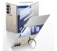 Coque pour Samsung Galaxy Z Trifold, Léger, Ultra-Fin Et Résistant Aux Chocs avec Protecteur D'écran Intégré Et Support De Bague Rotatif (Titane)