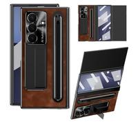 Coque pour Samsung Galaxy Z Trifold, Protecteur D'écran Intégré, Protection Contre Les Chocs Et Les Chutes, Étui en Cuir À La Mode (Marron)