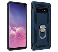 Coque pour Samsung Galaxy S10 Bi matière Rigide et Souple Bague Support Vidéo Bleu nuit