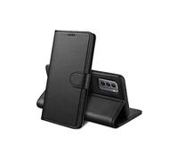 PHONILLICO Coque pour Samsung S21 Plus - Portefeuille Noir Rabat Clapet Aimanté Rangement Cartes