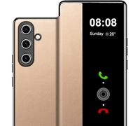 Coque pour Samsung S23 Etui à Rabat pour Samsung Galaxy S23 Coque Clapet Protection Case S23 Flip Folio Clear View Cover Mince 360 Full Body Antichoc Housse 5G/6.1" (Doré)