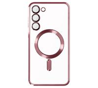 Coque MagSafe pour Samsung S23 silicone protection caméra Transparent / Rose