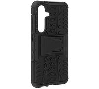 Coque pour Samsung S24 et S25 Antichoc Bi-matière Béquille Support Noir
