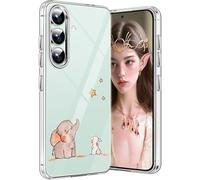 Coque pour Samsung S24 FE 5G Chat Silicone Paillette Antichoc Housse Anti-Rayures Protection Bumper Case Ultra Fine Souple Anti-Choc Animal Étui pour Samsung Galaxy S24 FE 5G Coque Mince (Lapin)