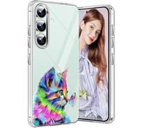 Coque pour Samsung S24 FE 5G Chat Silicone Paillette Antichoc Housse Anti-Rayures Protection Bumper Case Ultra Fine Souple Anti-Choc Animal Étui pour Samsung Galaxy S24 FE 5G Coque Mince (chat)