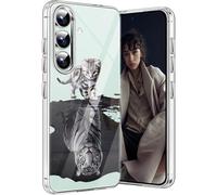 Coque pour Samsung S24 FE 5G Chat Silicone Paillette Antichoc Housse Anti-Rayures Protection Bumper Case Ultra Fine Souple Anti-Choc Animal Étui pour Samsung Galaxy S24 FE 5G Coque Mince (Tigre)