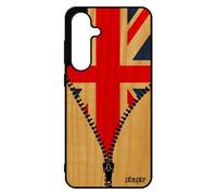 Coque Pour Samsung S24 Fe Bois Silicone Drapeau Union Jack Angleterre Anglais Euro Antichoc Football Foot Basket Gel Pas Cher Pour Galaxy