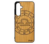 Coque Pour Samsung S24 Fe Bois Silicone Signe Astrologique Balance Univers Rigide Astronomie Housse Du Zodiaque Etoiles Horoscope Pour Galaxy