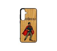 Coque pour Samsung S25+ Plus bois silicone super bricolo bande dessinée drole bricoleur papa papy heros pas cher texte rouge père pour galaxy