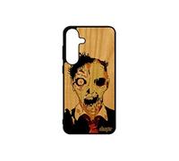 Coque pour Samsung S25+ Plus bois veritable silicone mort vivant squelette gel zombie housse fin du monde revenant telephone noir pour galaxy