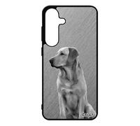 Coque Pour Samsung S25+ Plus Silicone Chien Gris Effet Etui Bumper Gel Chiot Housse Golden Retriever Aluminium Texture Animal De Pour Galaxy